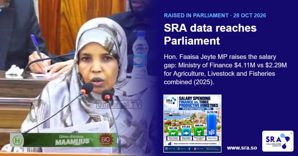 SRA data reaches Parliament: Hon. Faaisa Jeyte MP raises the ministry salary gap